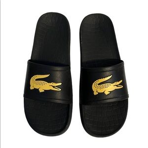 LACOSTE MEN'S CROCO SYNTHETICCONTRAST SOLE SLIDES